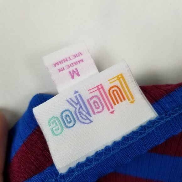 Lularoe Womens Size Medium Blue & Red Striped Ribbed Knit Irma Tunic Top NWT - Picture 5 of 6